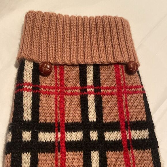 Preppy Dog Fashion Tanner & Dash Tartan Plaid Knit Dog Sweater - Picture 2 of 6